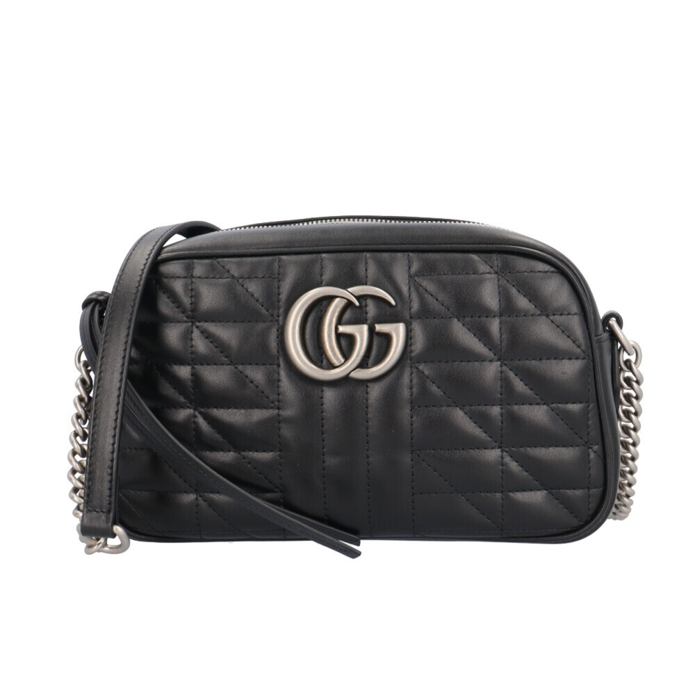 Gucci Small Camera Bag GG Marmont Shoulder Handbag Leather 447632 Black Women...
